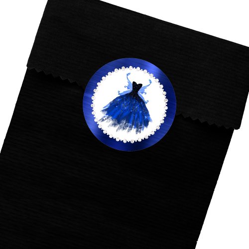 Gothic Fairy Gown  Royal Cobalt Blue Princess Classic Round Sticker