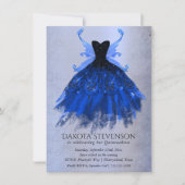 Gothic Fairy Gown | Royal Cobalt Blue Princess Invitation (Front)