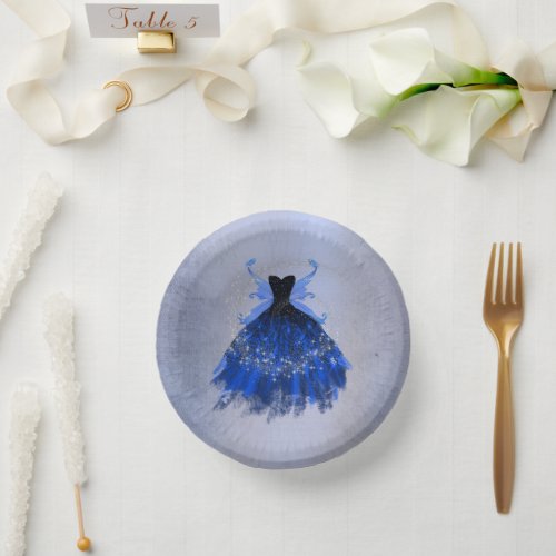 Gothic Fairy Gown  Royal Cobalt Blue Sheen Party Paper Bowls