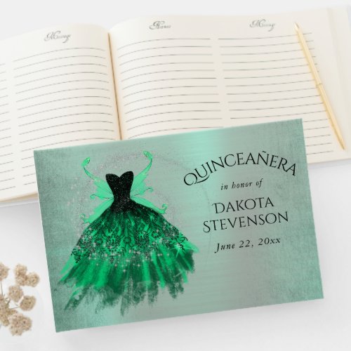 Gothic Fairy Gown  Vivid Emerald Green Fantasy Guest Book