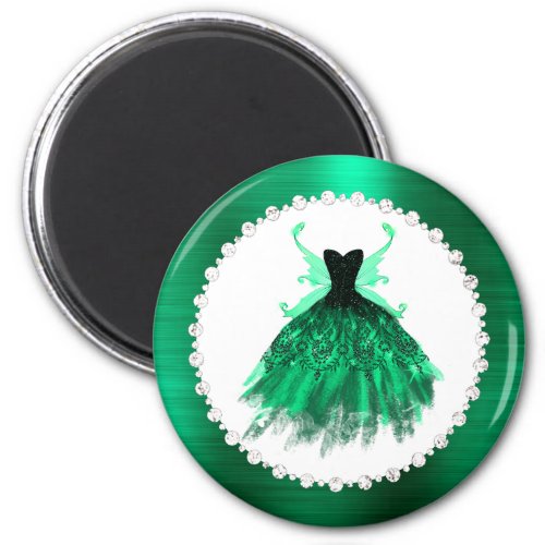 Gothic Fairy Gown  Vivid Emerald Green Fantasy Magnet