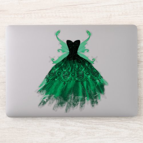 Gothic Fairy Gown  Vivid Emerald Green Fantasy Sticker