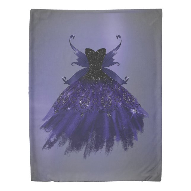 Gothic Fairy Indigo Gown | Deep Royal Purple Sheen Duvet Cover (Front)