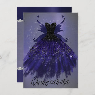 Gothic Fairy Indigo Gown Deep Royal Purple Sheen Invitation