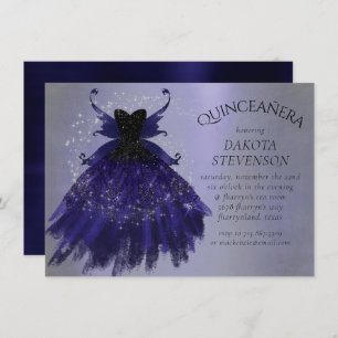 Gothic Fairy Indigo Gown Deep Royal Purple Sheen Invitation