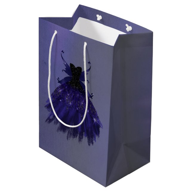 Gothic Fairy Indigo Gown | Deep Royal Purple Sheen Medium Gift Bag (Back Angled)