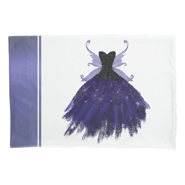 Gothic Fairy Indigo Gown | Deep Royal Purple Sheen Pillow Case (Front)