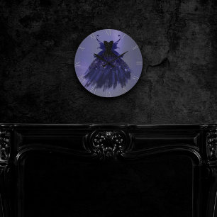 Gothic Fairy Indigo Gown Deep Royal Purple Sheen Round Clock