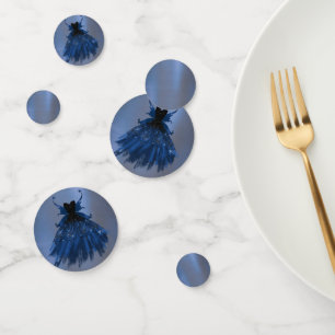 Gothic Fairy Navy Gown Deep Cobalt Blue Sheen Confetti