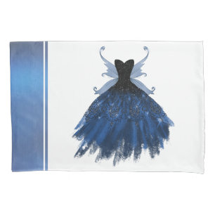 Gothic Fairy Navy Gown   Deep Cobalt Blue Sheen Pillow Case