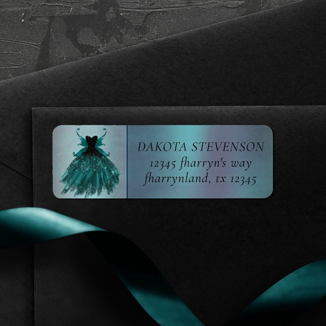 Gothic Fairy Teal Gown | Deep Midnight Green Sheen Label (Creator Uploaded)