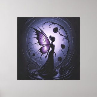 Gothic Fairy with Black Roses - Dark and E Phantas Canvas Print