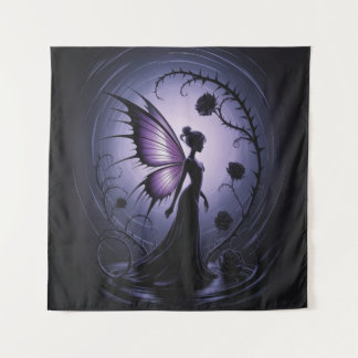 Gothic Fairy with Black Roses - Dark and E Phantas Tapestry