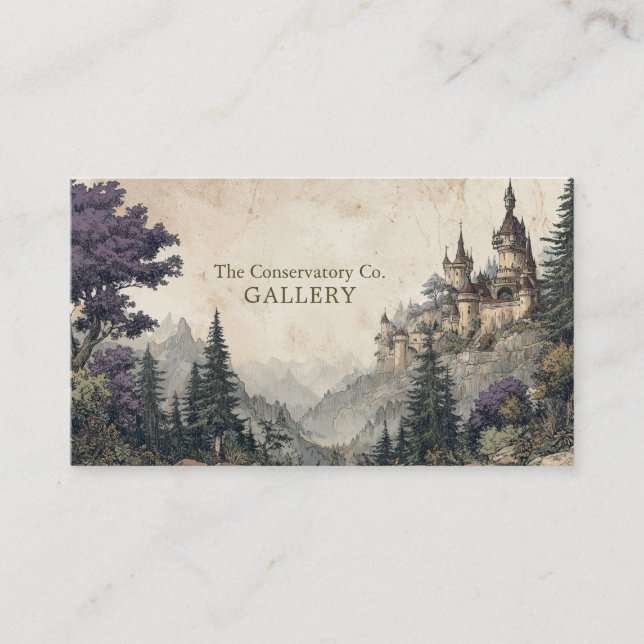 Gothic Fairytale Castle Vintage Storybook Business Card (Front)