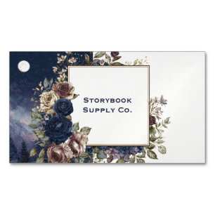 Gothic Fairytale Rose Frame Moonlit Mountain Business Card Magnet