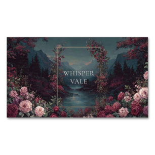 Gothic Fairytale Rose River Valley Night Landscape Business Card Magnet