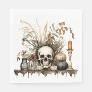 Gothic Fall – Skull and Pampas Grass Party Napkins