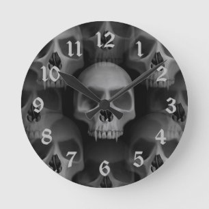 Gothic fanged skull round clock