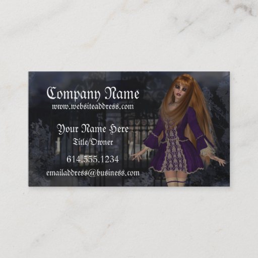 Customizable Gothic Fantasy Business Card :: Redhead Purple