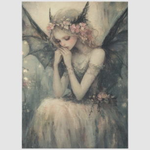Gothic Fantasy Fairy with Floral Crown Decoupage Tissue Paper