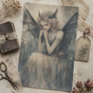 Gothic Fantasy Fairy with Floral Crown Decoupage Tissue Paper