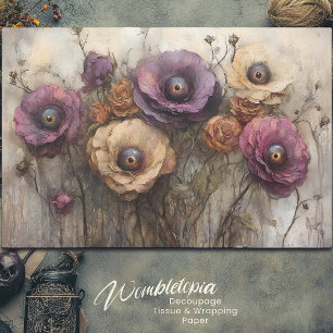 Gothic Fantasy Floral Bouquet With Eyes Decoupage Tissue Paper