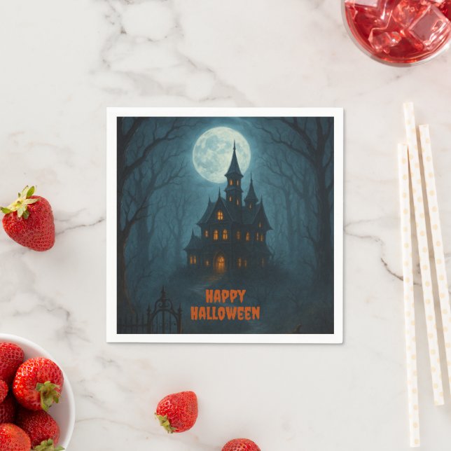 Gothic Fantasy | Haunted Castle & Misty Moonlight  Napkins (Insitu)