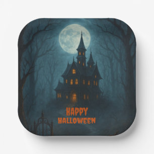 Gothic Fantasy Haunted Castle & Misty Moonlight Paper Plates