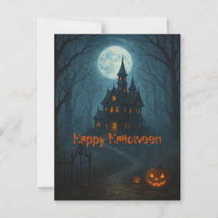 Gothic Fantasy   Haunted Castle & Misty Moonlight Postcard