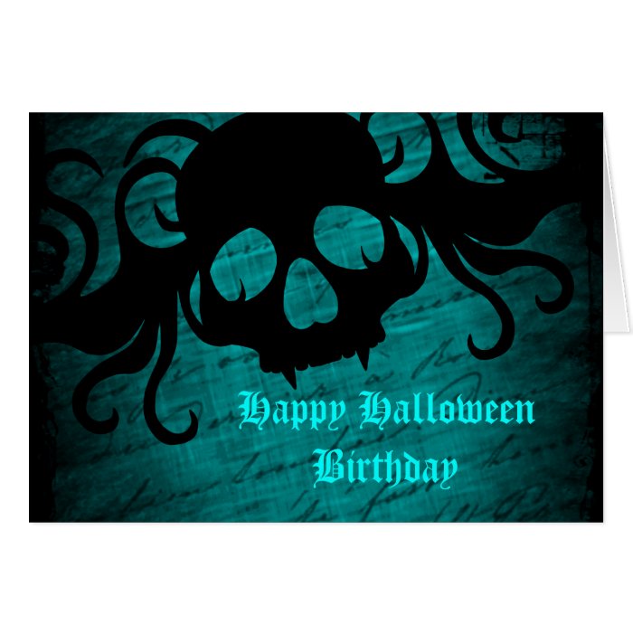 Gothic fantasy skull Halloween birthday Greeting Cards