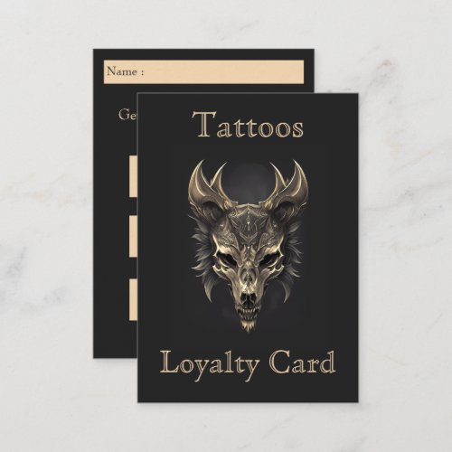 Gothic Fantasy Wolf Skull Black  Gold Loyalty  Business Card