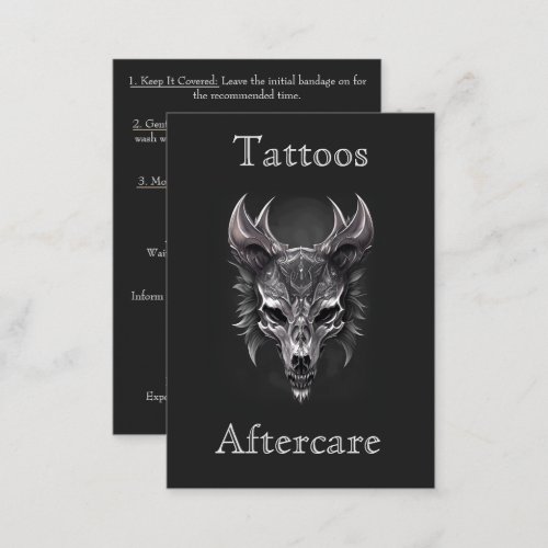 Gothic Fantasy Wolf Skull Black  Silver Aftercare Business Card