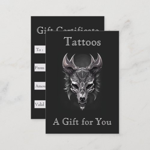 Gothic Fantasy Wolf Skull Black  Silver Gift Business Card