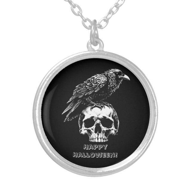 Gothic Fashion Edgar Allen Poe Raven Necklace (Front)