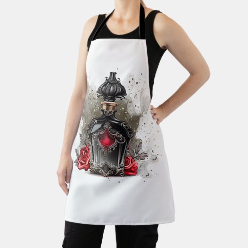 Gothic Fashion Victorian Perfume Bottle with Roses Apron