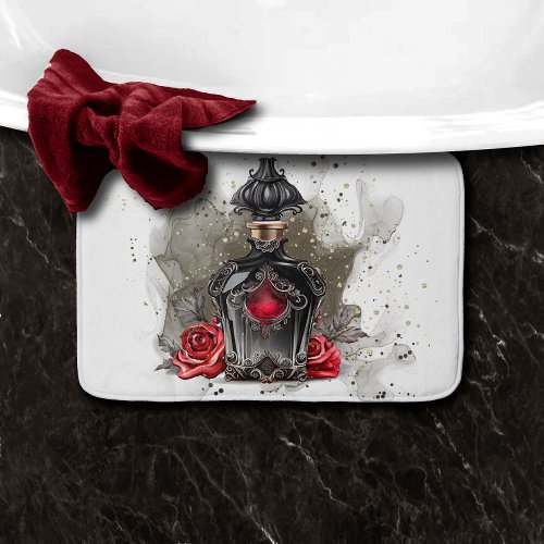 Gothic Fashion Victorian Perfume Bottle with Roses Bath Mat