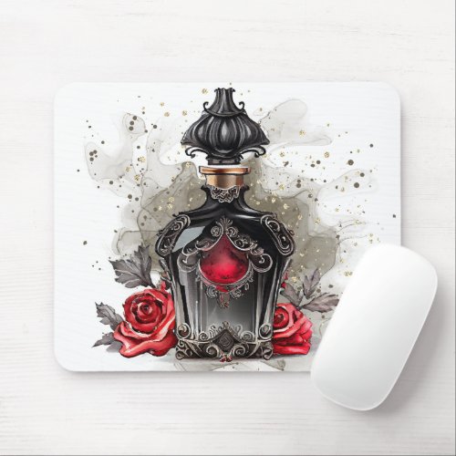 Gothic Fashion Victorian Perfume Bottle with Roses Mouse Pad