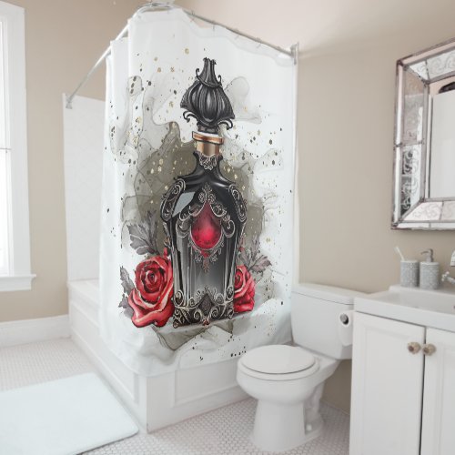 Gothic Fashion Victorian Perfume Bottle with Roses Shower Curtain