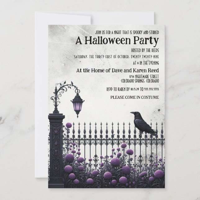 Gothic Fence Halloween Party Invitation (Front)