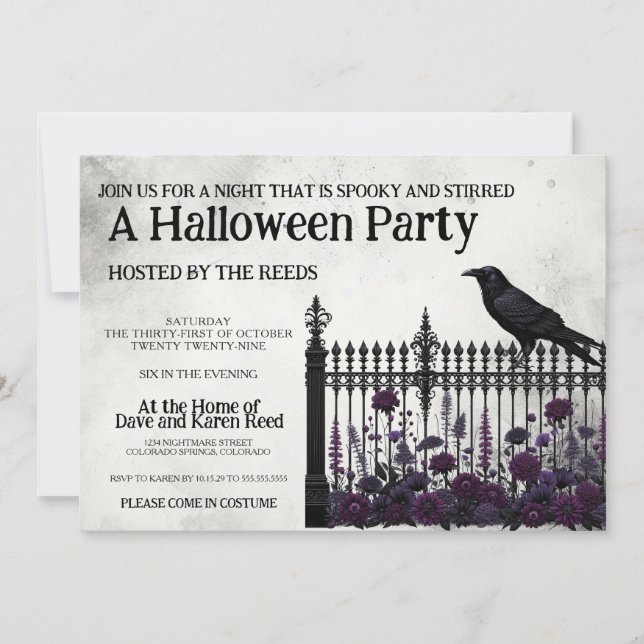Gothic Fence Halloween Party Invitation (Front)