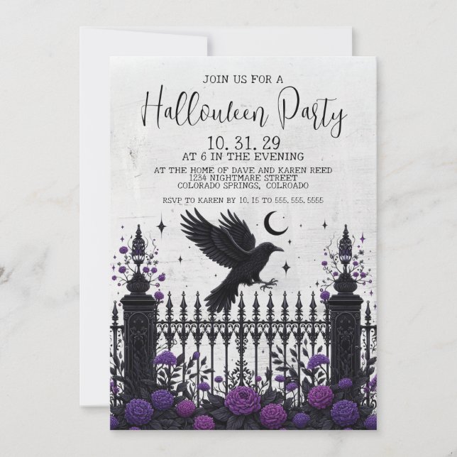 Gothic Fence Halloween Party Invite (Front)
