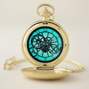 Gothic Filigree Mechanical Gears & Inner Workings Pocket Watch