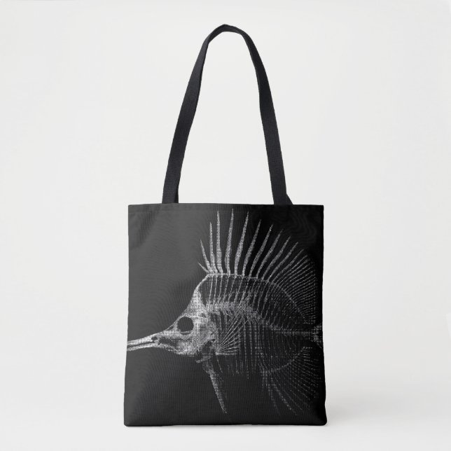 Gothic Fish Skeleton X-Ray Tote Bag (Front)