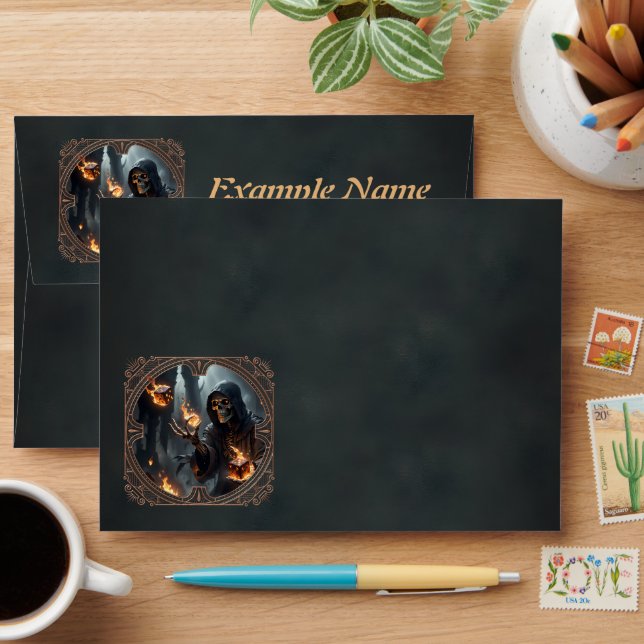Gothic Flames, the guardian of the burning dice.  Envelope (Desk)