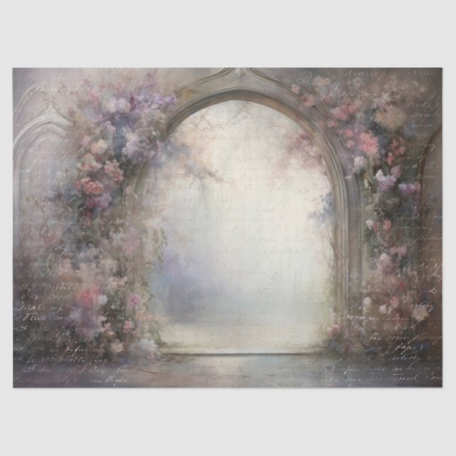 Gothic Floral Arch with Typography for Decoupage Tissue Paper (Front)
