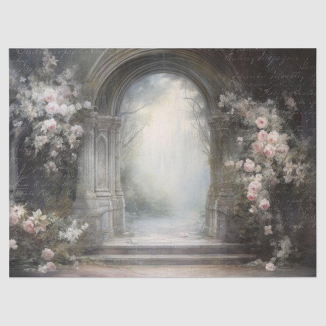 Gothic Floral Arch with Typography for Decoupage Tissue Paper (Front)