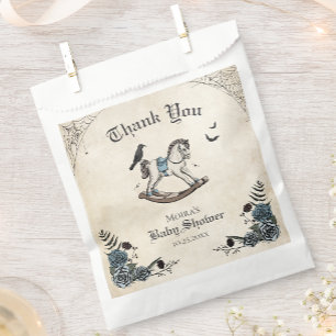 Gothic Floral Baby Shower Rocking Horse Thank You Favor Bag