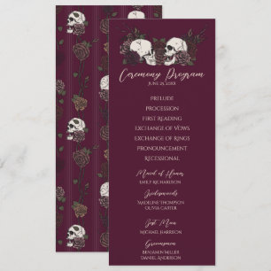 Gothic Floral Burgundy Wedding Program Card