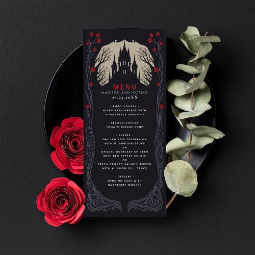 Gothic Floral Castle Wedding Flat Menu
