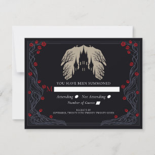 Gothic Floral Castle Wedding RSVP Card